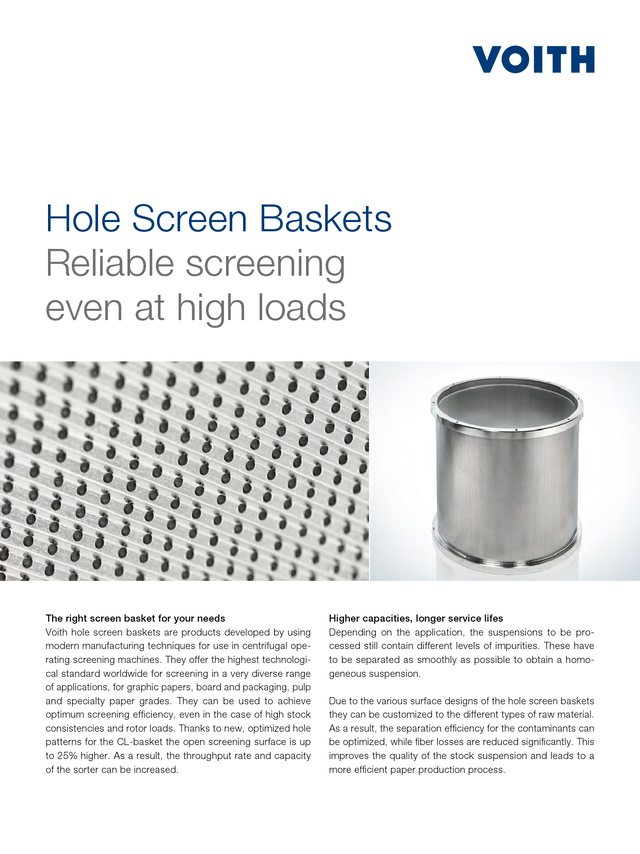 Screen baskets and rotors for all screening applications Voith