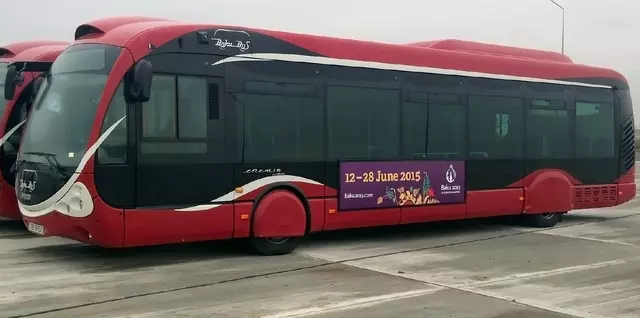 A row of modern new buses