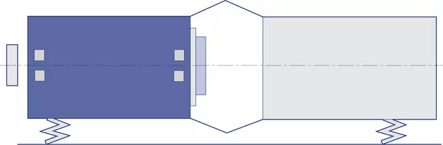 Technical drawing of a bell-house-mounted arrangement driveline