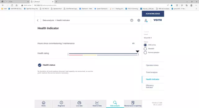 Voith OnCare.Health Vorecon - Health indicator