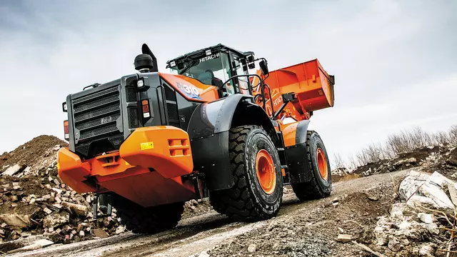 Wheel loader in a construction site