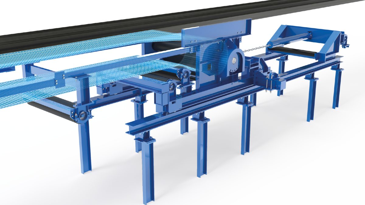 The conveyor belt system represents a linearized version of the