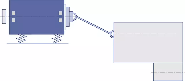 Technical drawing of a remote-mounted arrangement driveline