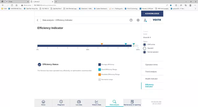 Voith OnCare.Health Vorecon - Efficiency calculator